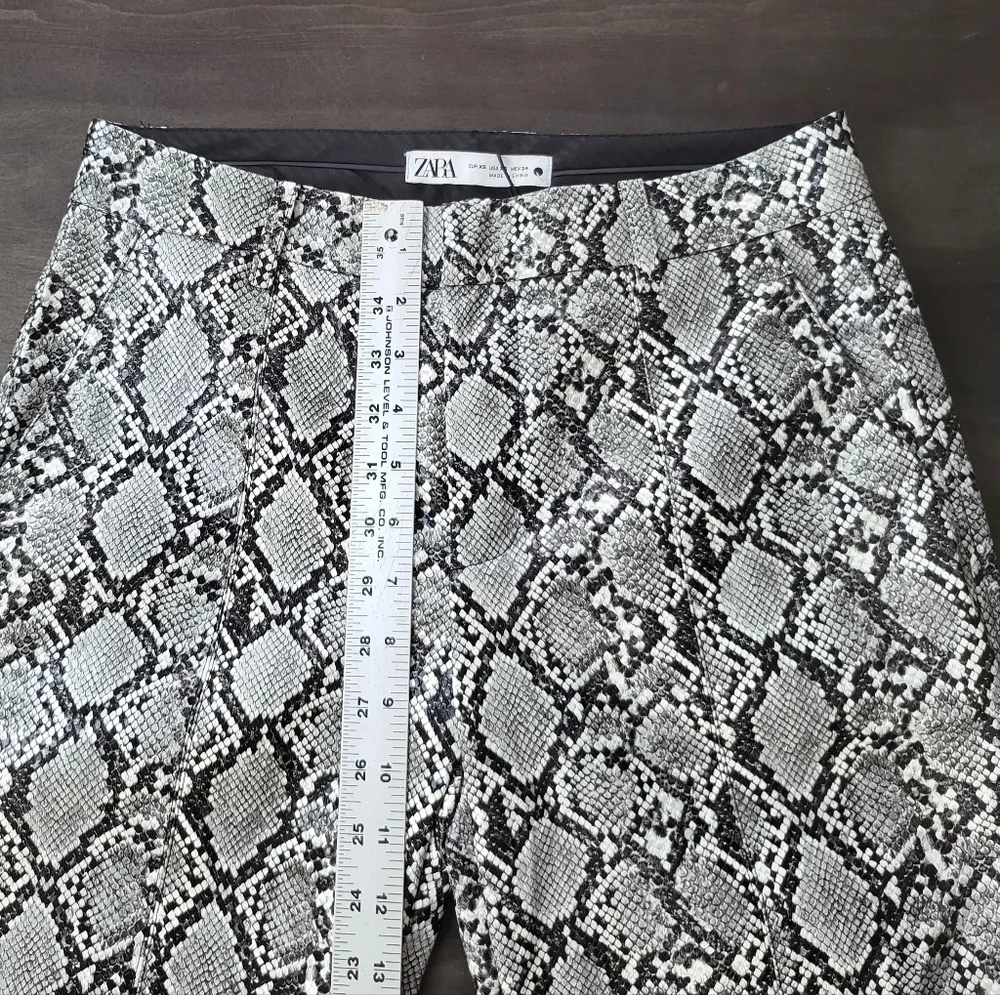 NWT Zara Faux Leather Snake Printed Skinny Front Ankle Slit Pants